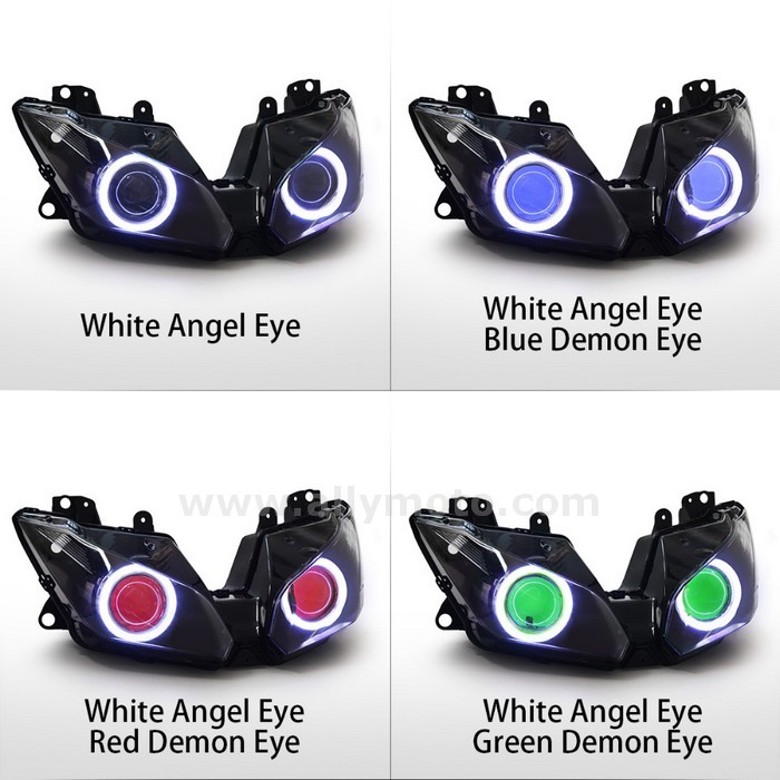 002 Headlamp Kawasaki Ninja 300 2013-2016 Led Angel Halo Eye Demon Headlight